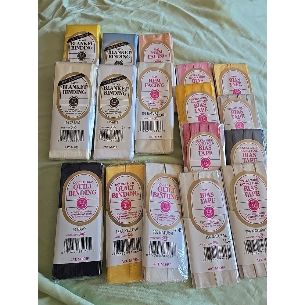 Coats & Clark Bias Tape Binding Facing Lot of 17 Assorted Colors